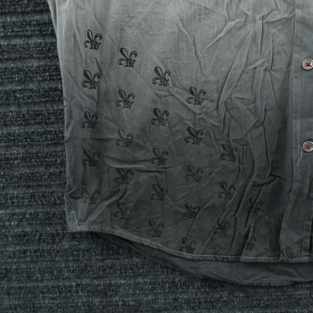 M76 Clothing Co Button Down Shirt Mens XL Tan Grey Ombre Graphic Western Y2K - Picture 8 of 10